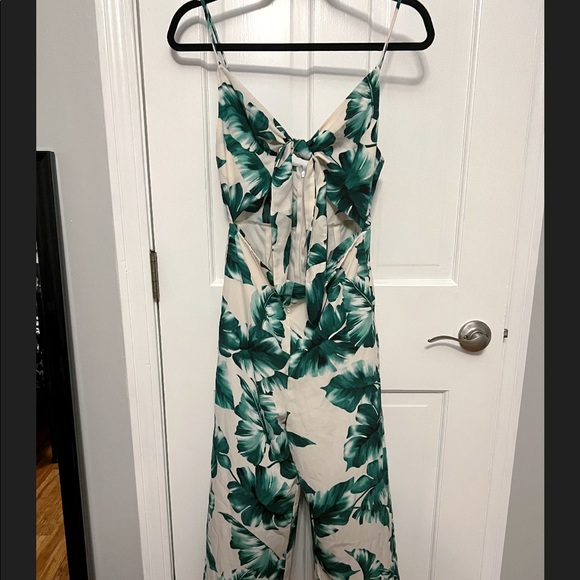 Blue Blush Palm Print Jumpsuit - Picture 4 of 6